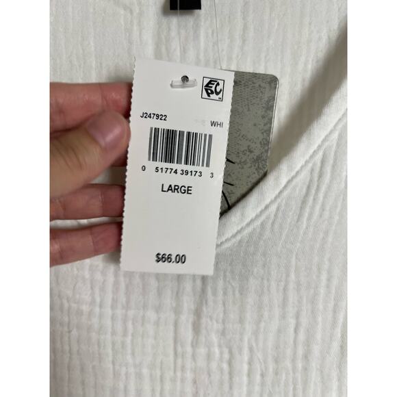 J Valdi White Cotton Gauze Tiered Swimsuit Beach Coverup Tunic Mini Dress Size L - Picture 4 of 6